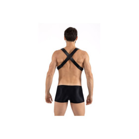 Harnais homme simili cuir avec sangles croisées dans le dos 